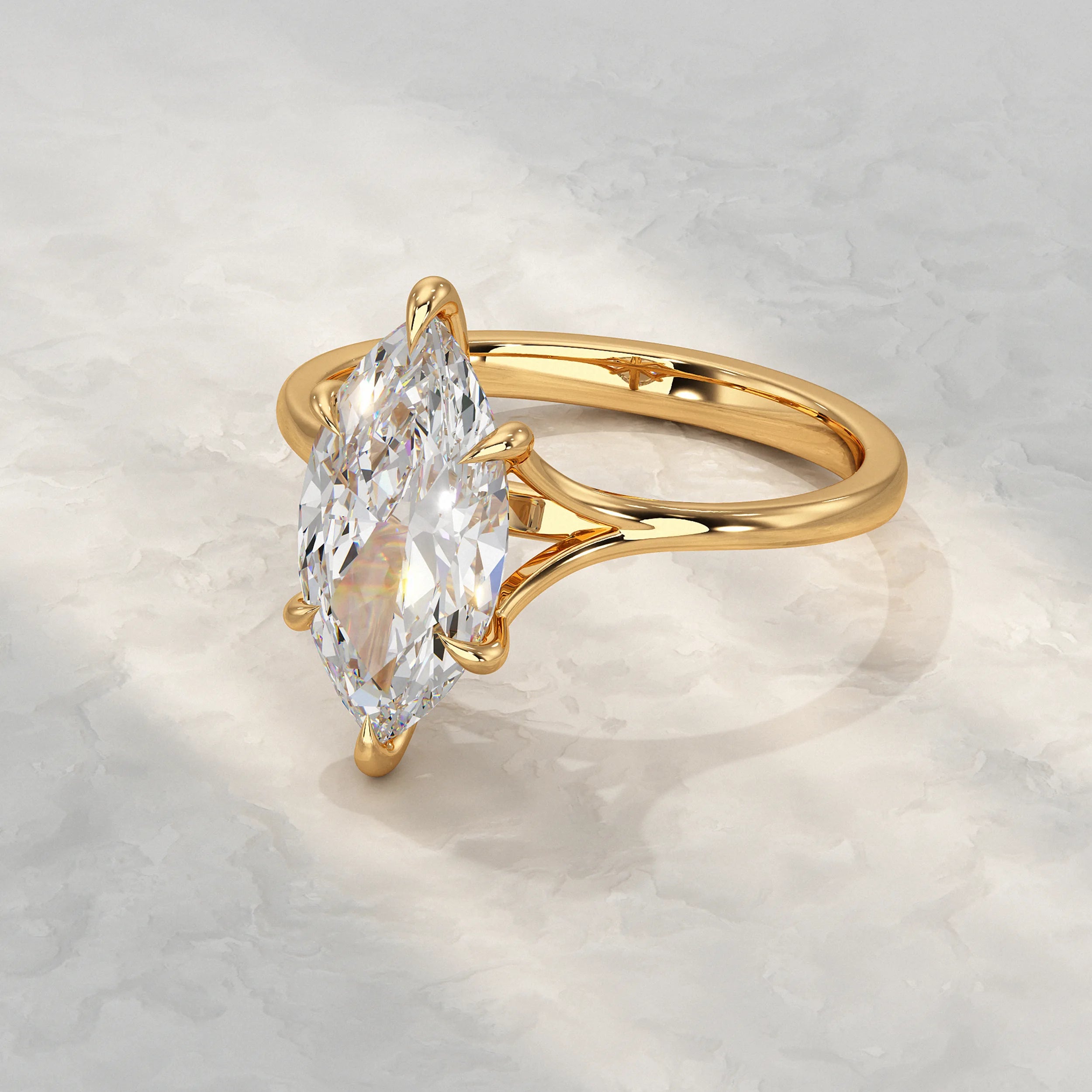 Marquise Lab Diamond Six Prong Solitaire Ring