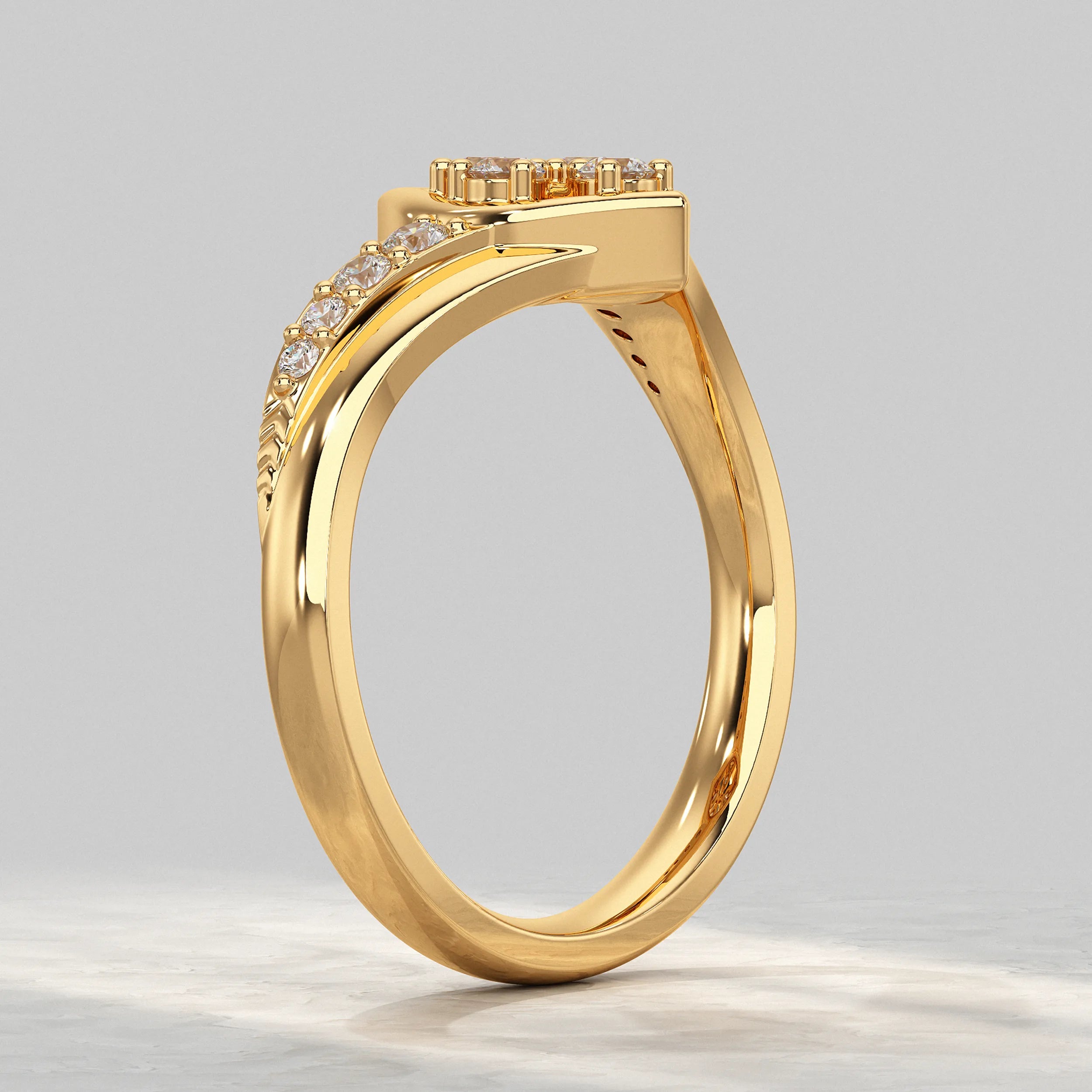 Curved Wedding Band Yellow Gold