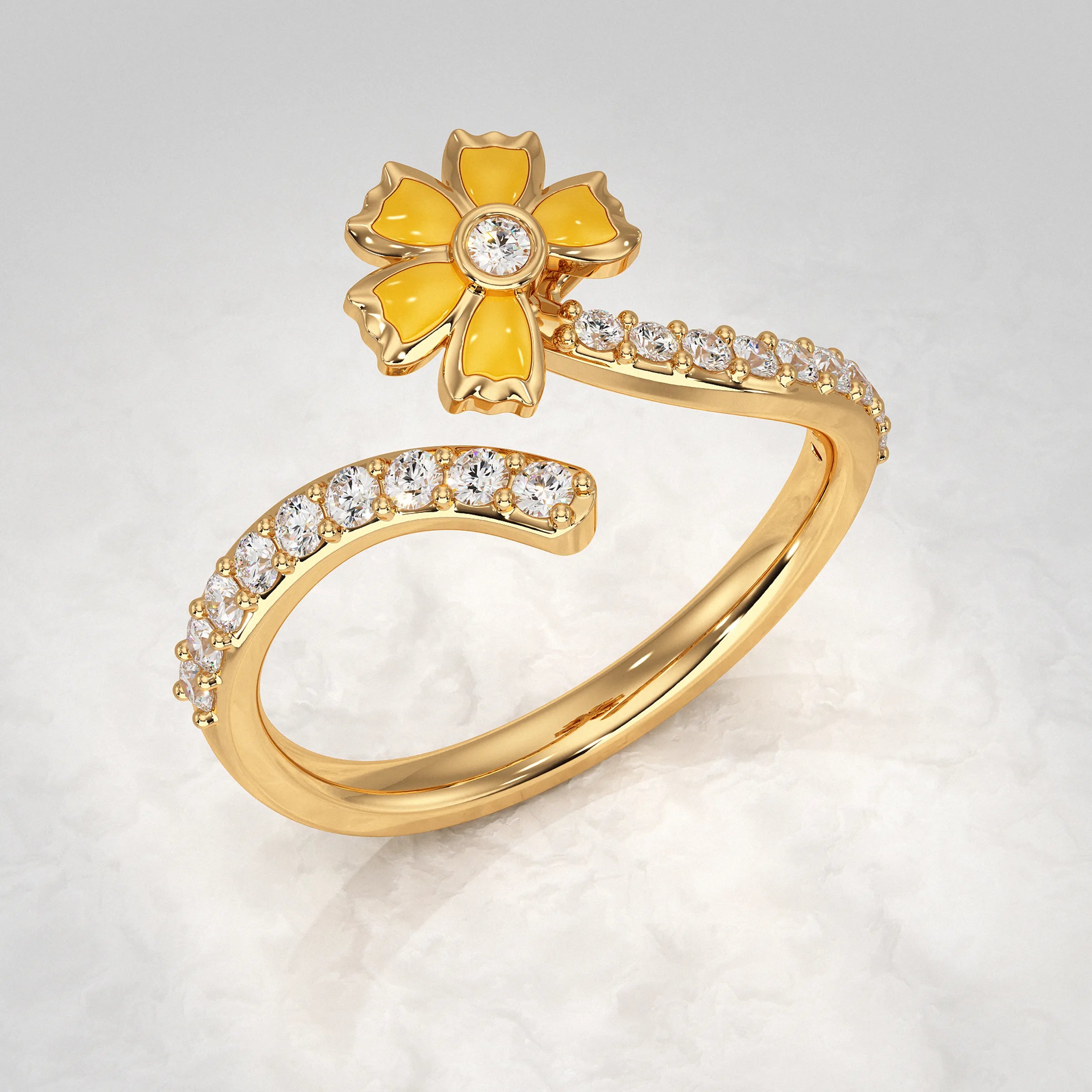 Elegant-Yellow-Gold-Ring-with-Diamond-Accents-and-Flower