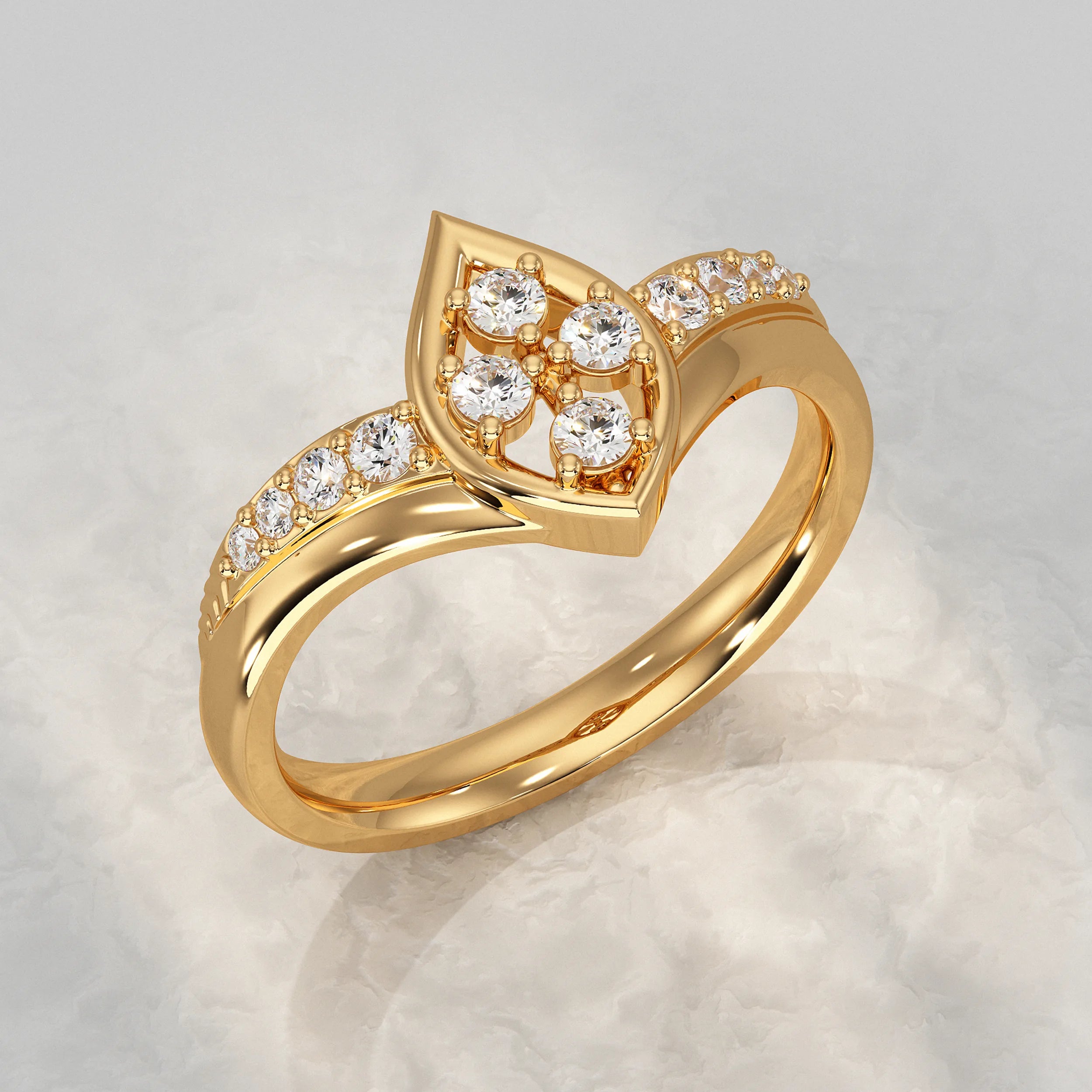 Curved Wedding Band Yellow Gold
