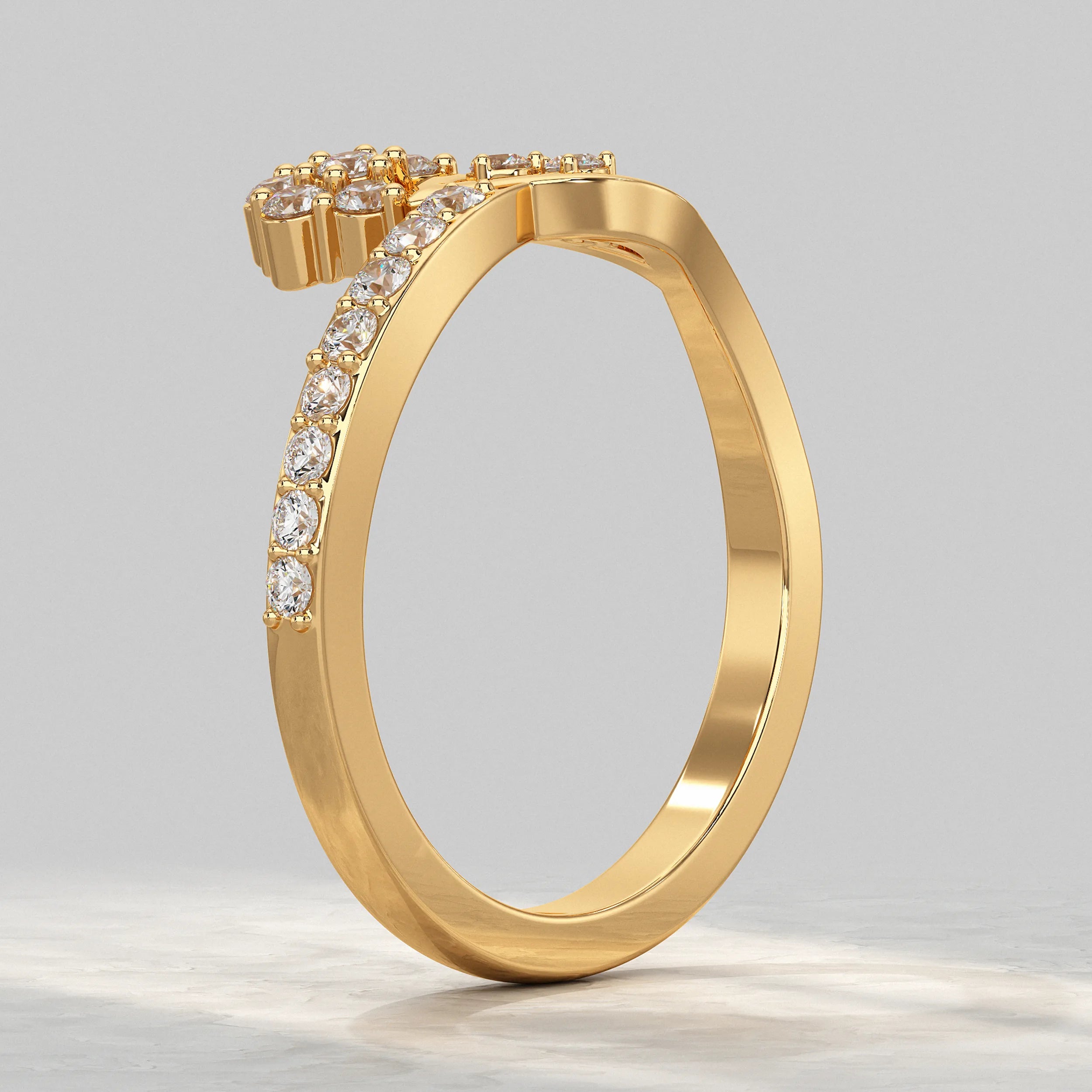 Floral Cluster Crossover Diamond Ring
