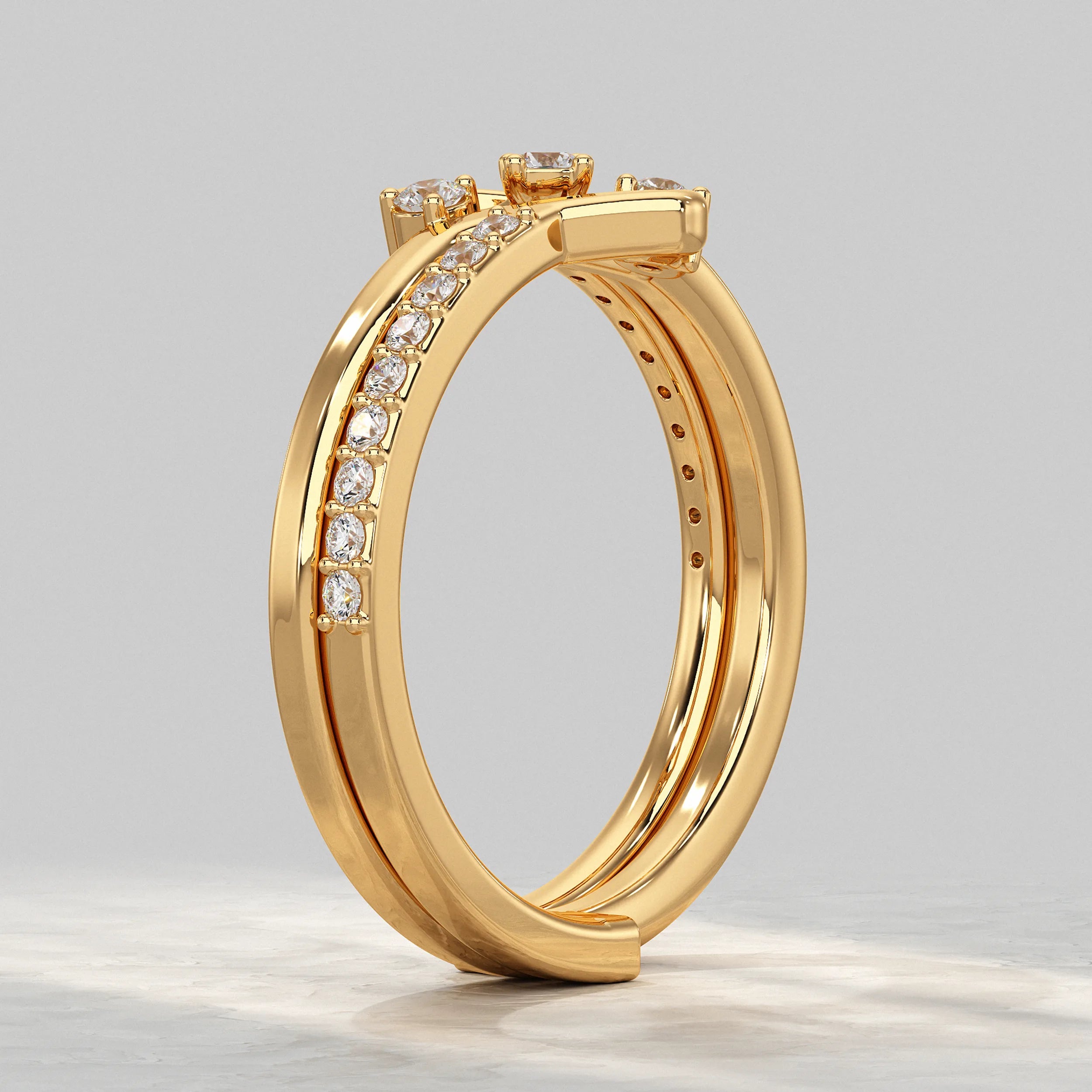 Round Accent Diamond Engagement Ring