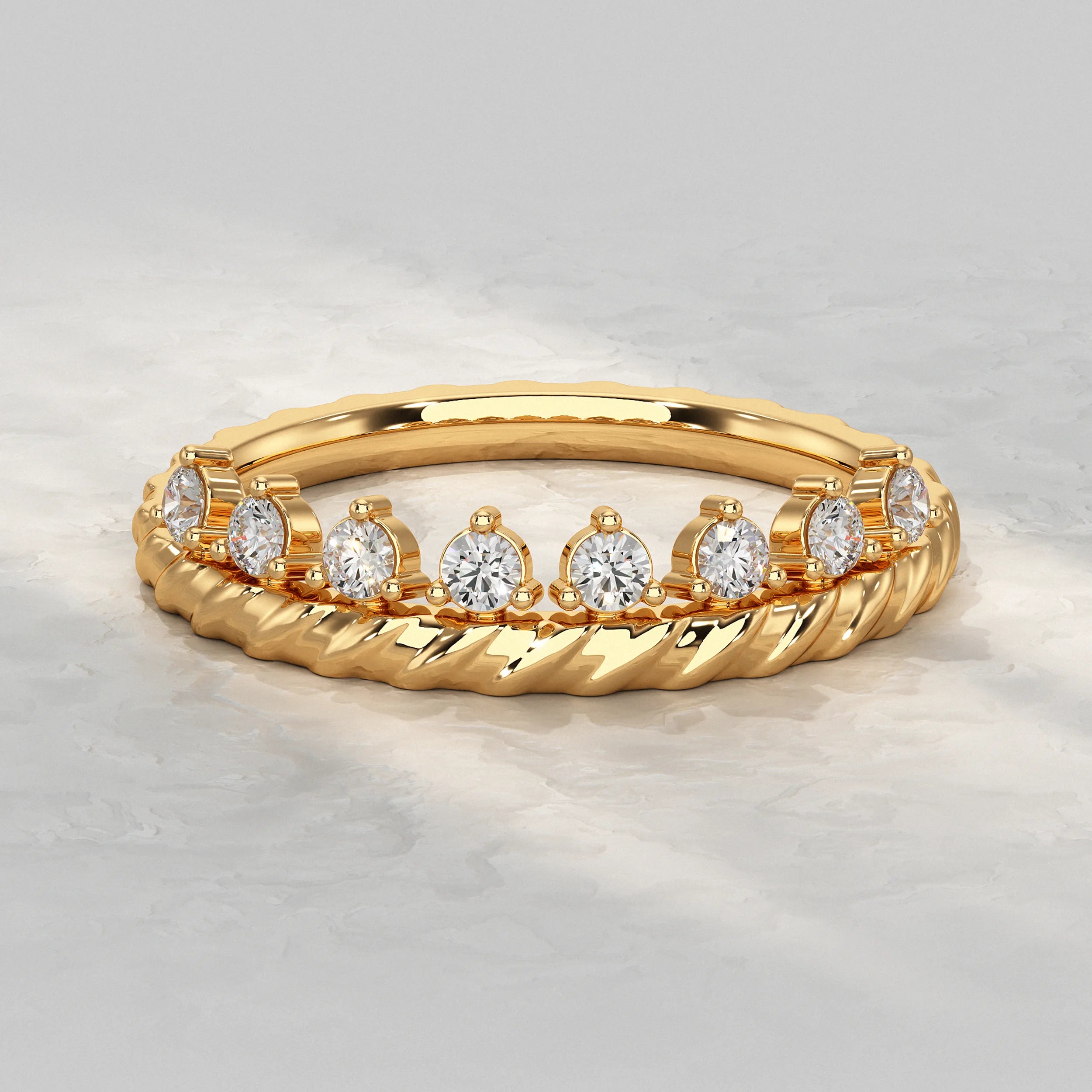 Round Lab Diamond Band with Twisted Design