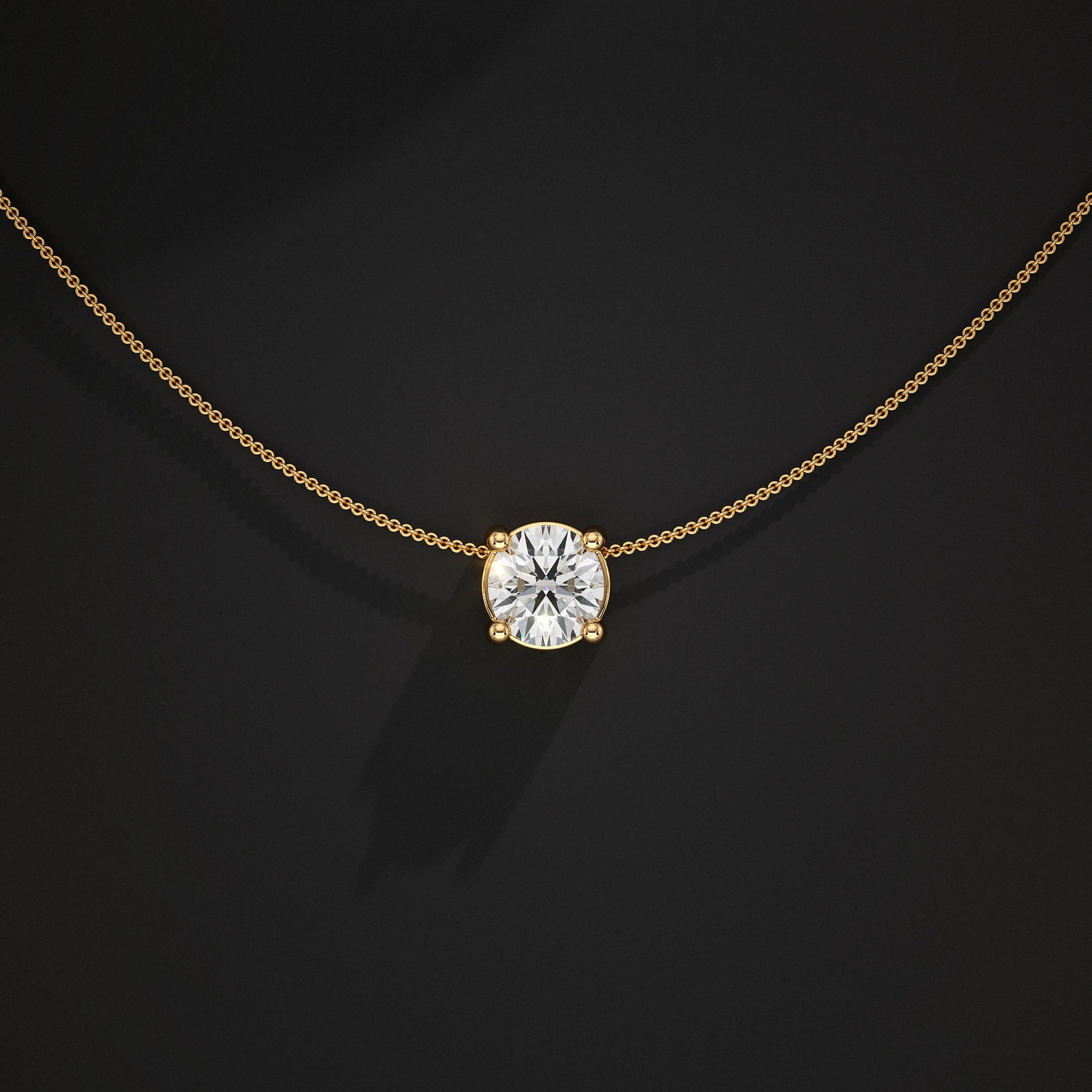 Round Lab Diamond Solitaire Pendant