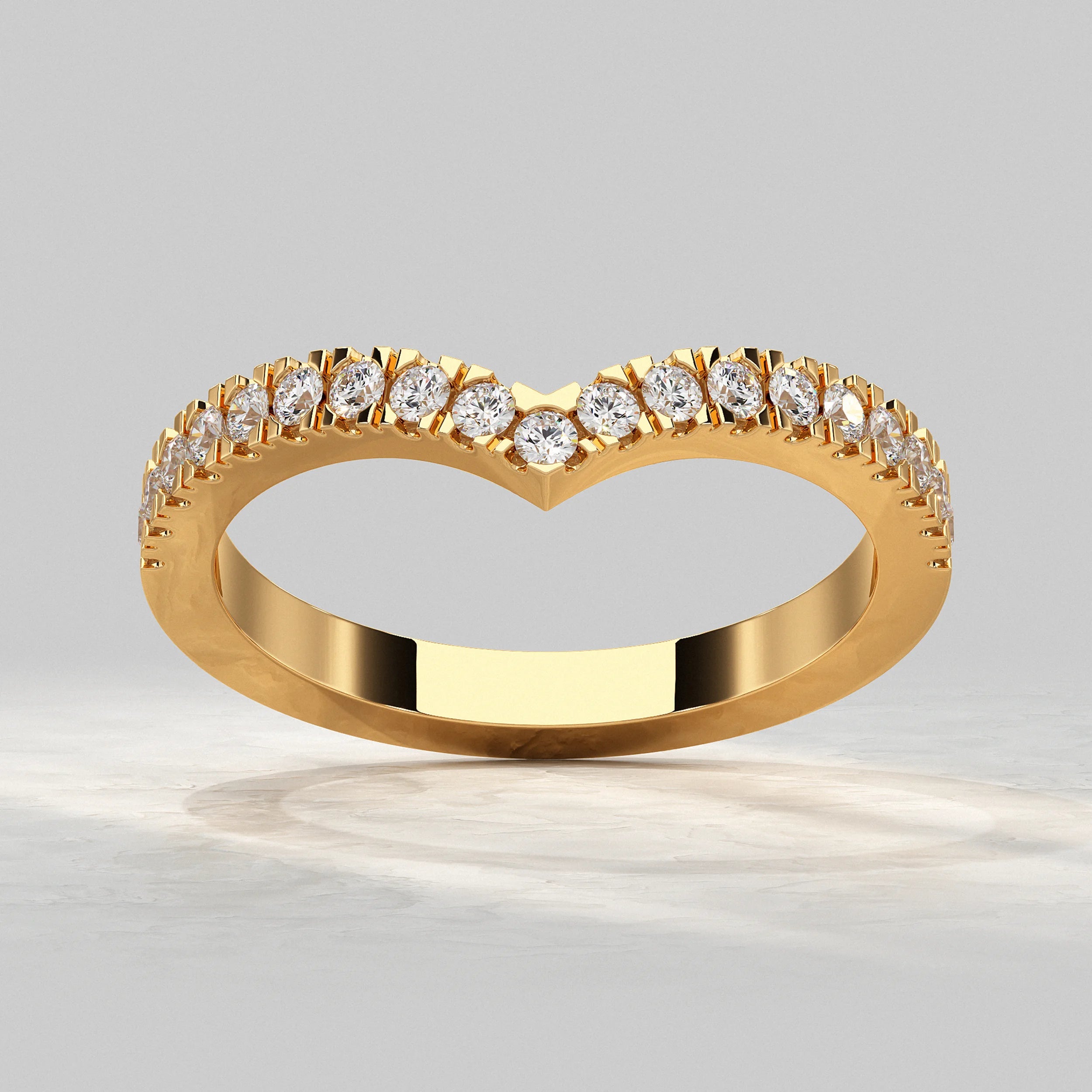 Round Diamond Curved Wedding Band