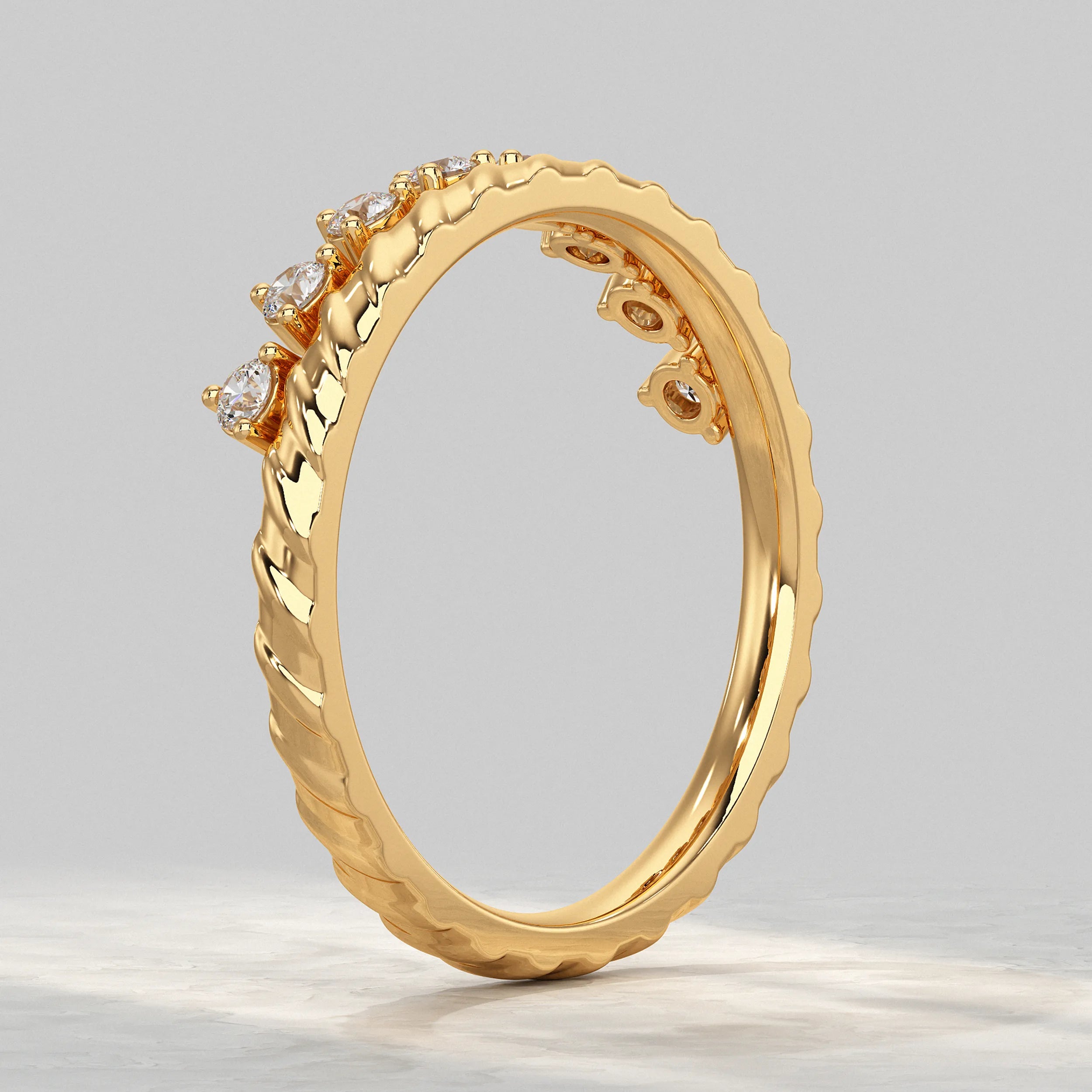 Round Lab Diamond Band with Twisted Design