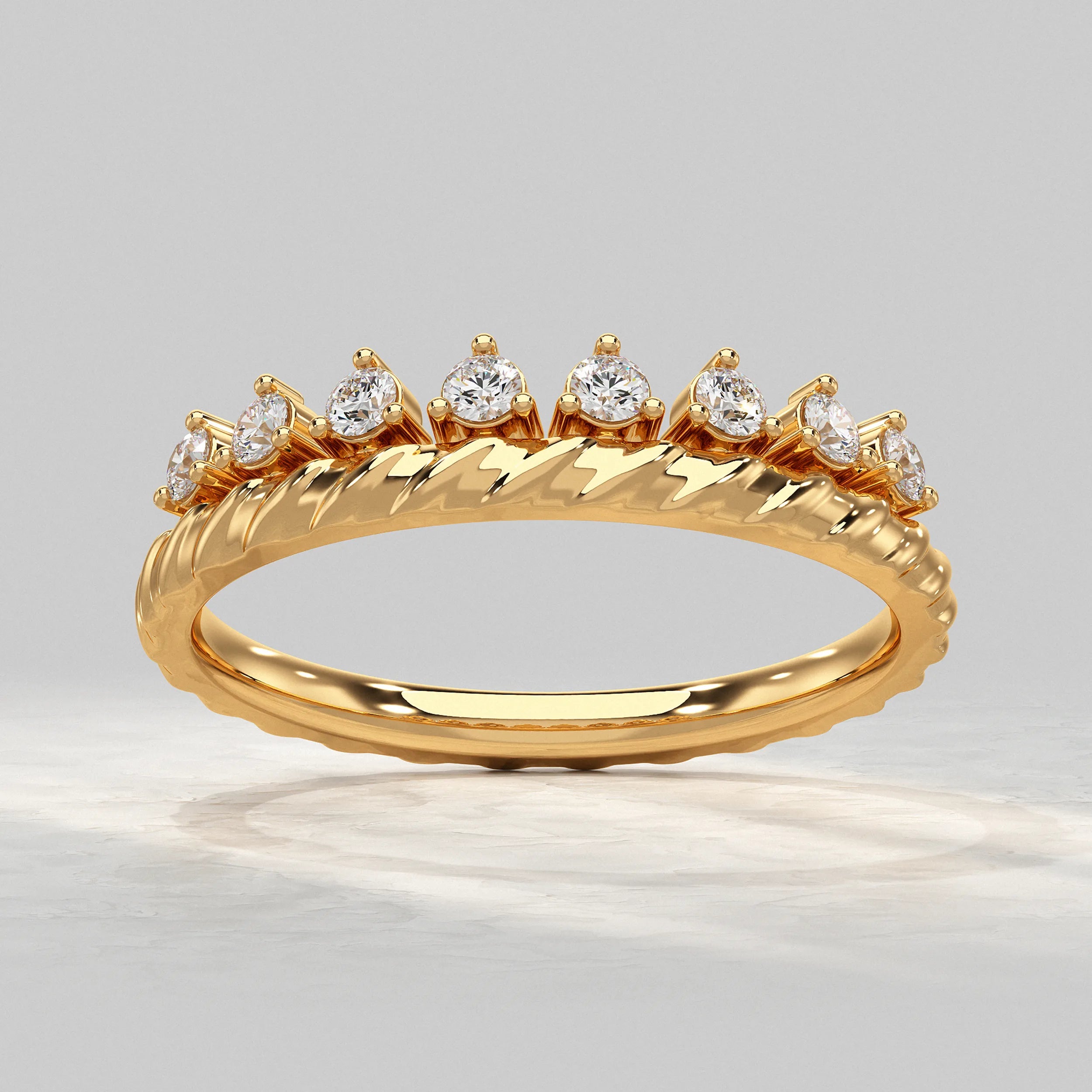 Round Lab Diamond Band with Twisted Design