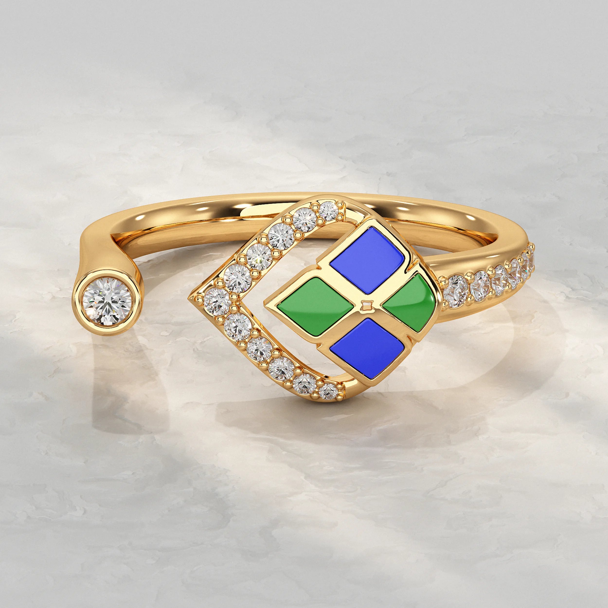 Unique Style Enamel Open Cuff Ring