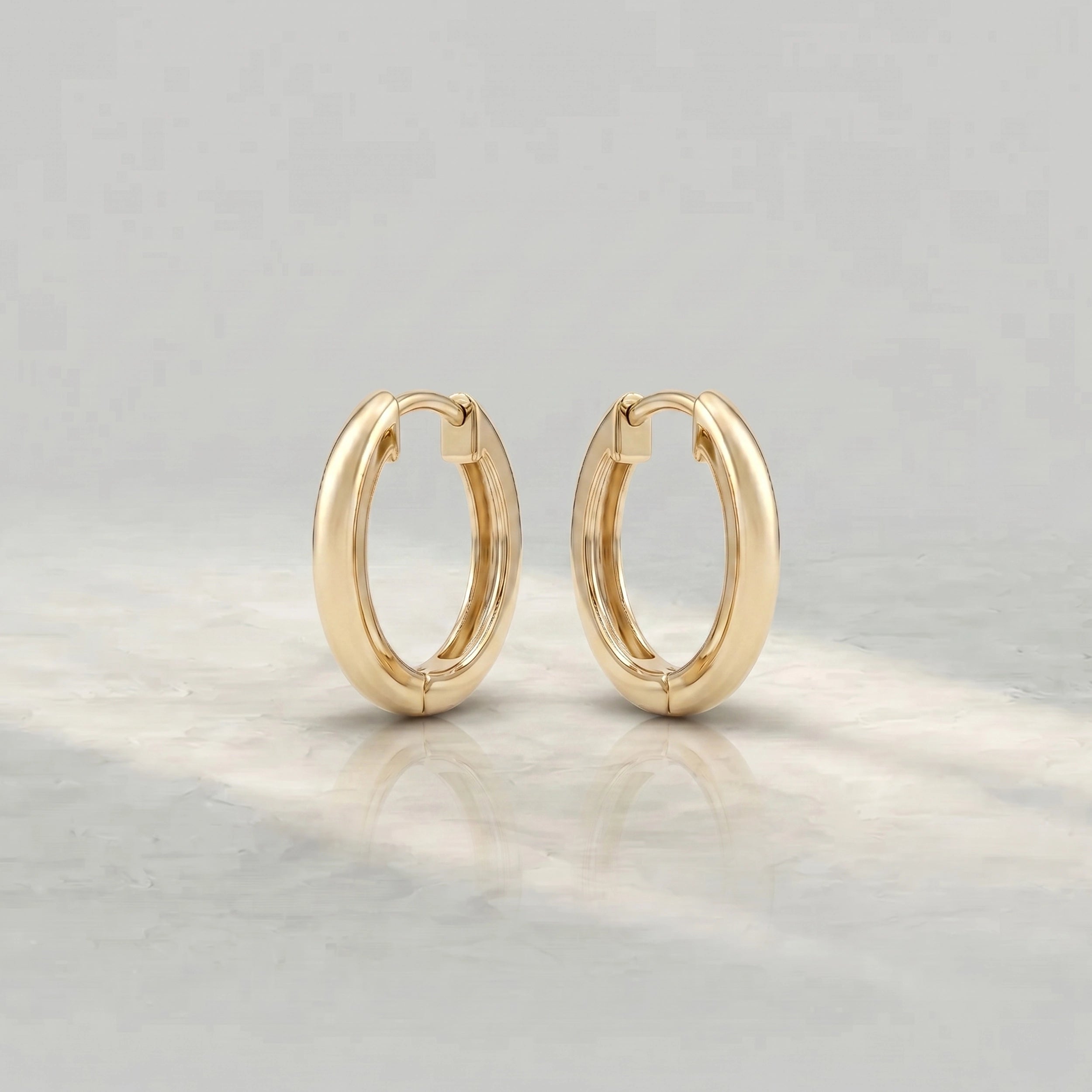 Yellow Plain Gold Hoop Earrings