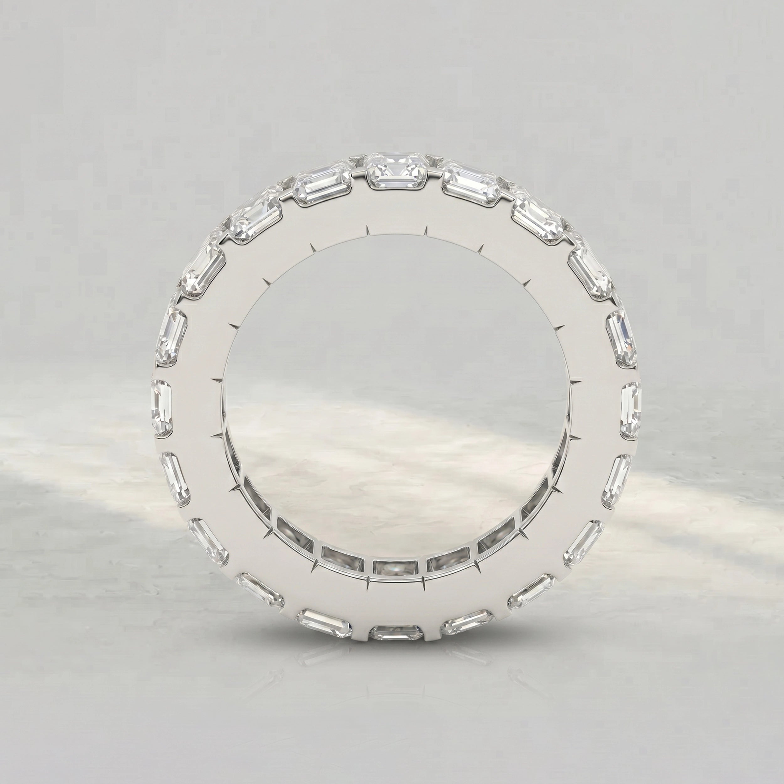 Emerald Cut Lab Diamond Eternity Wedding Band Rings