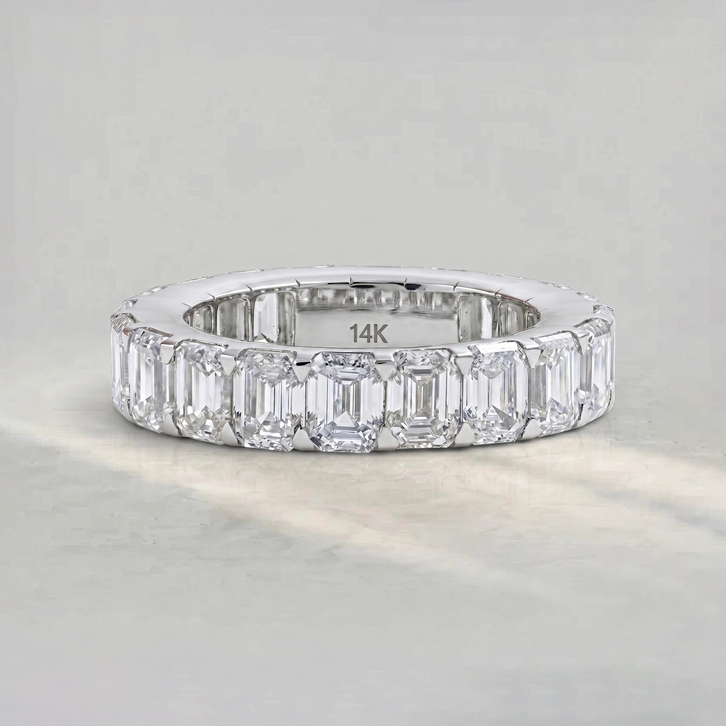 Emerald Cut Lab Diamond Eternity Wedding Band Rings