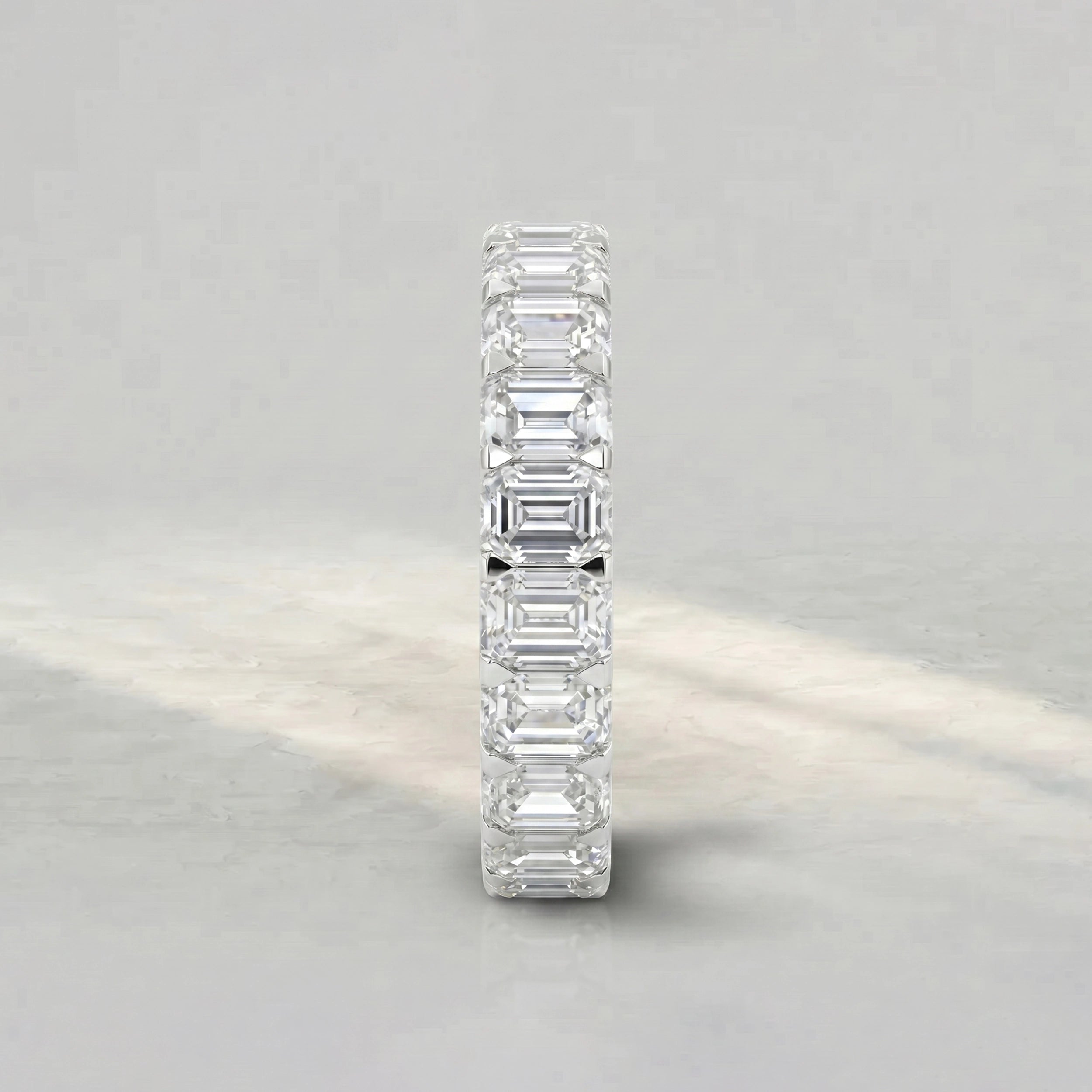 Emerald Cut Lab Diamond Eternity Wedding Band Rings