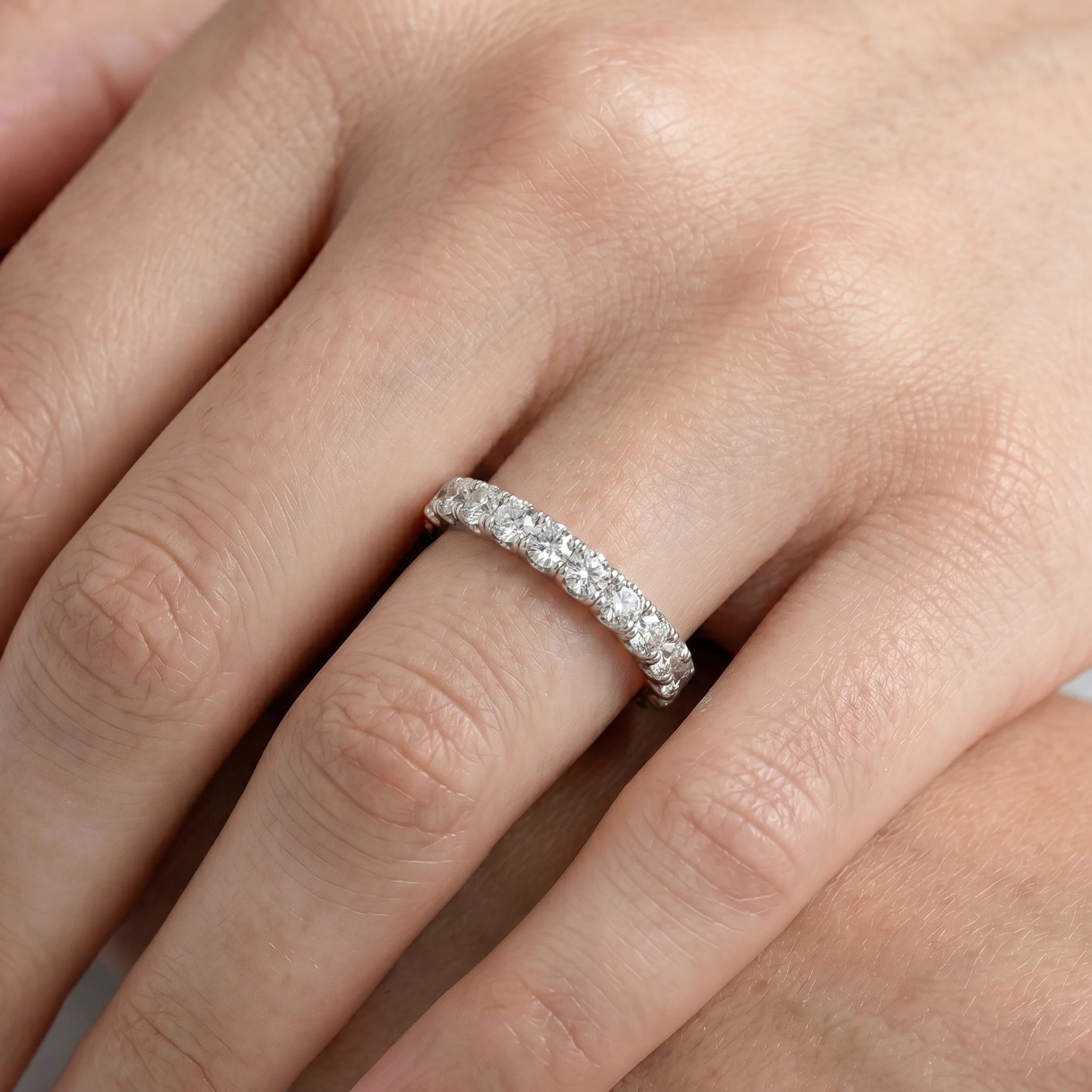 Round Cut Diamond Half Eternity Wedding Band Rings