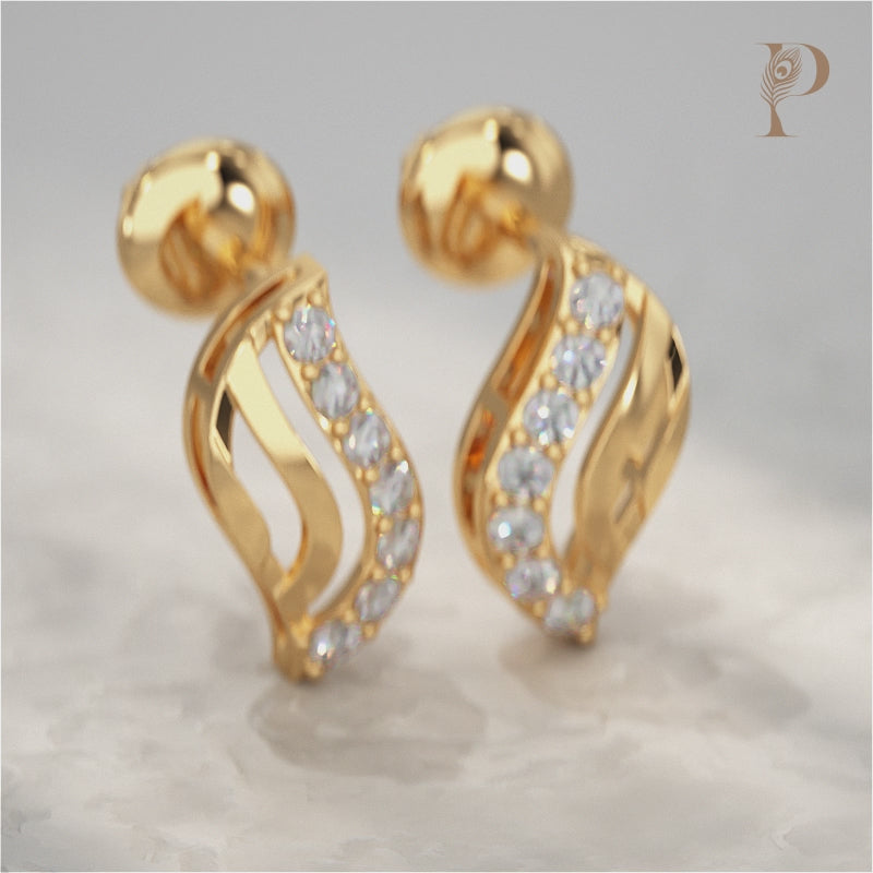 Wave Design Diamond Accent Stud Earrings