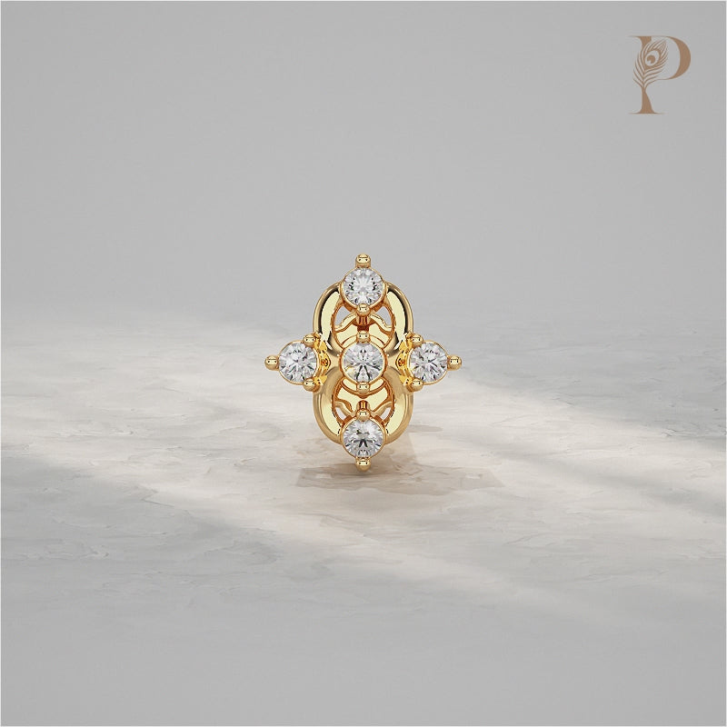 Ornate Cluster Diamond Nose Pin