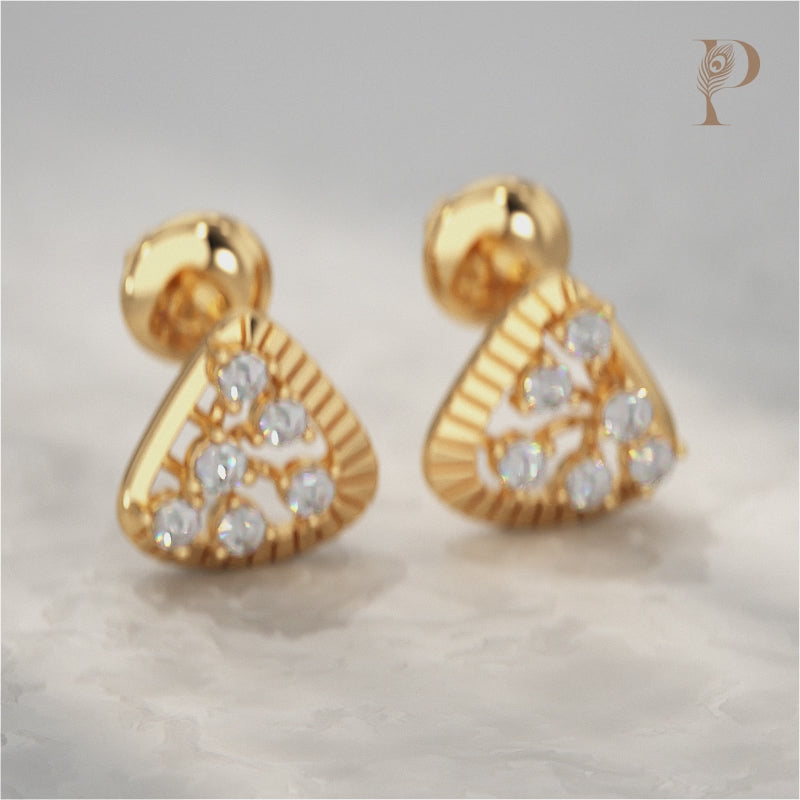 Round Lab Diamond Triangular Stud Earrings