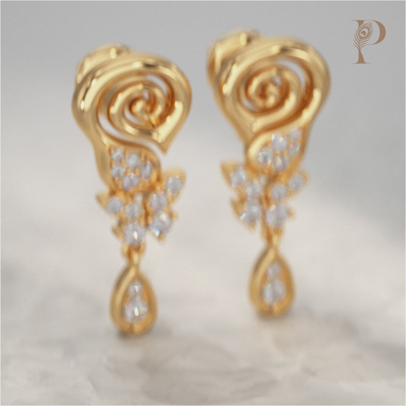 Floral Swirl Diamond Drop Earrings