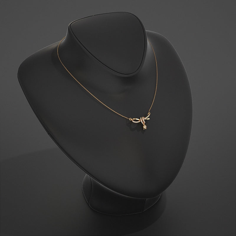 Round Lab Diamond Ribbon Knot Pendant