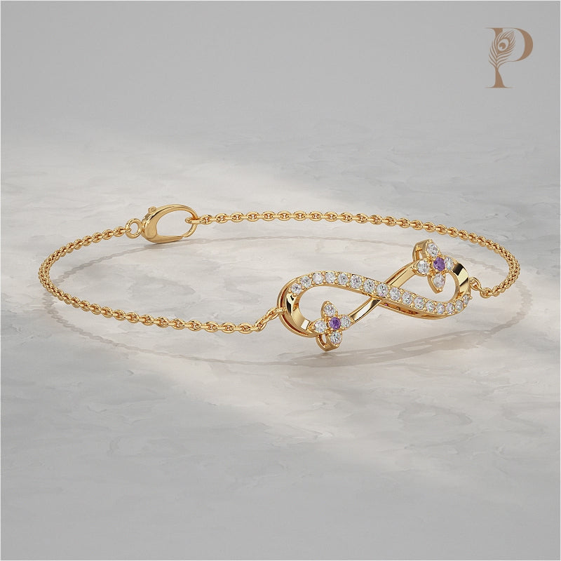 Round Lab Diamond Infinity Charm Chain Bracelet
