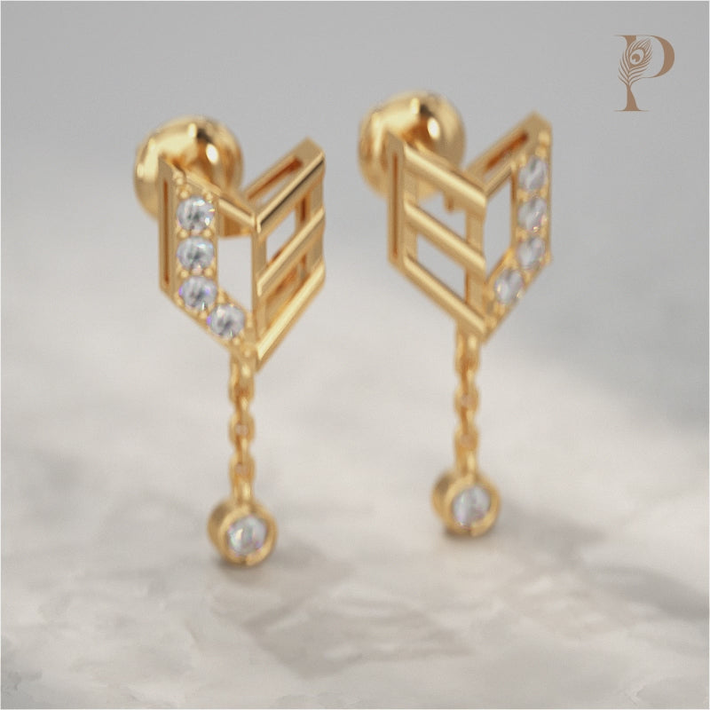 Geometric Diamond Chain Drop Earrings