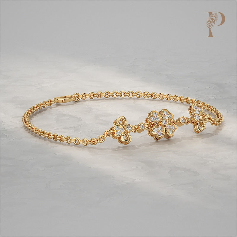 Three Flower Lab Diamond Bracelet