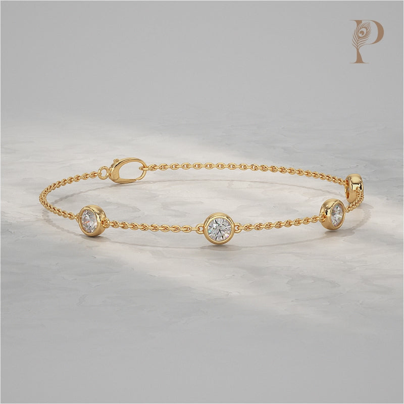 Round Cut Bezel Set Chain Bracelet