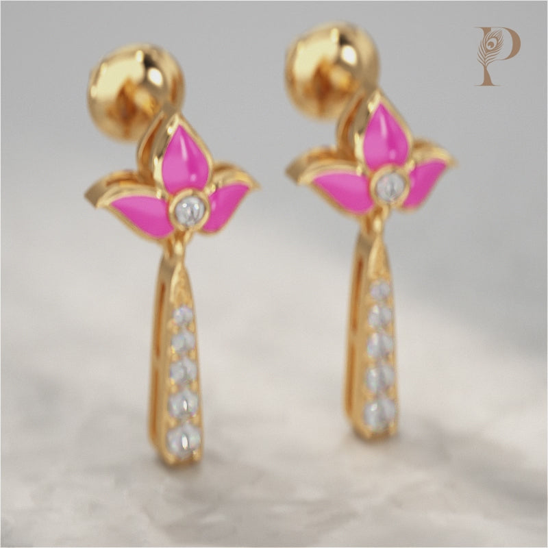 Lotus Drop Diamond Earrings