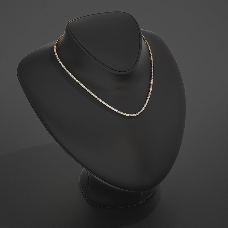 Round Lab Diamond Tennis Necklace