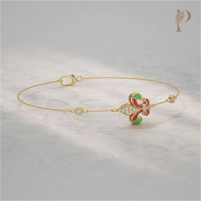 Enamel Flower Style Lab Diamond Bracelet