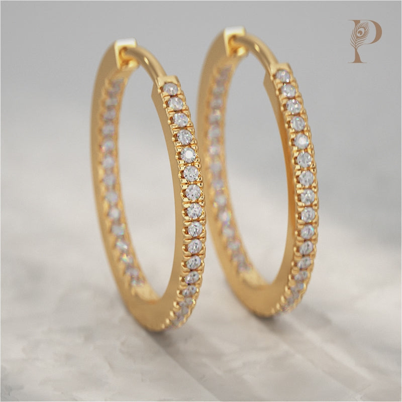 Round Lab Diamond In- Out Hoop Earrings