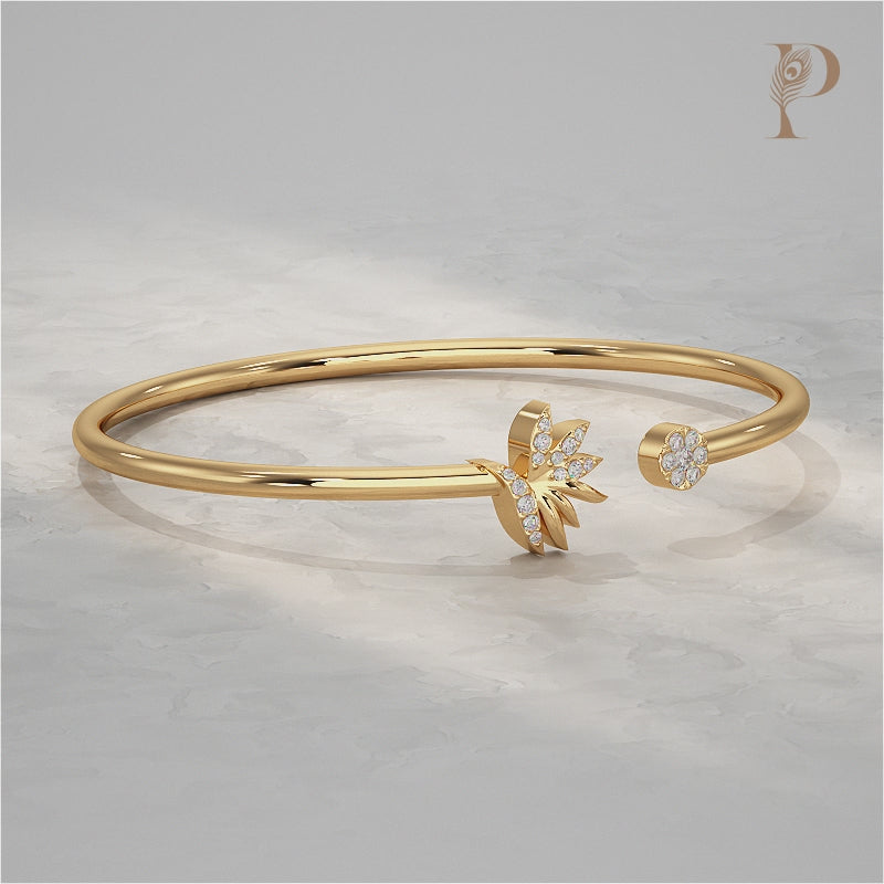 Round Diamond Open Cuff Bangle