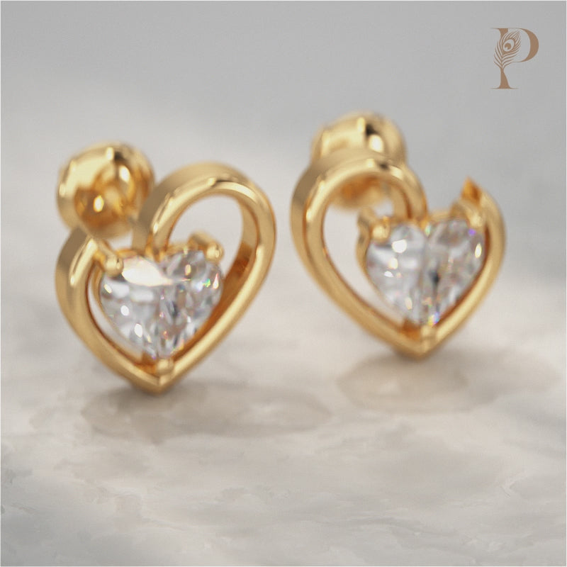 Classic Heart Diamond Stud Earrings