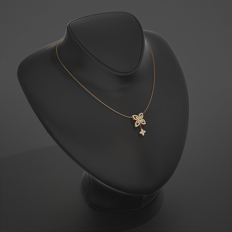 Round Diamond Flower Design With Drop Chains