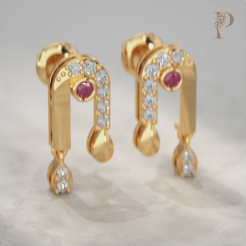 Ruby And Diamond Drop Accent Stud Earrings