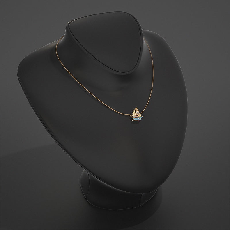 Lab Diamond Sailboat Pendant