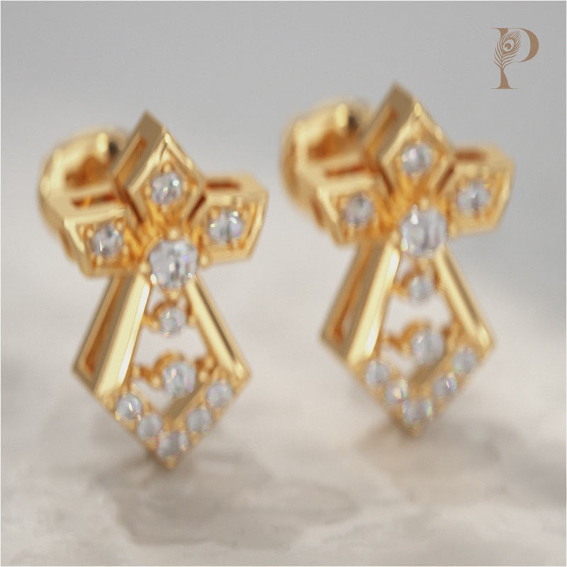 Geometric Sparkle Diamond-Stud Earring