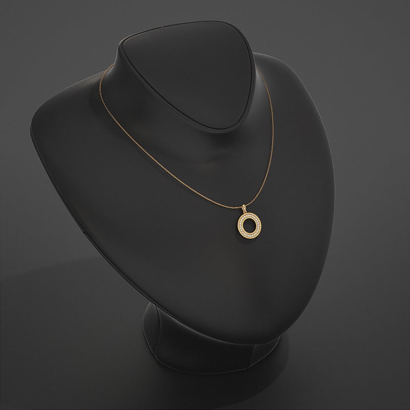 Open Circle Double Border Round Diamond Pendant