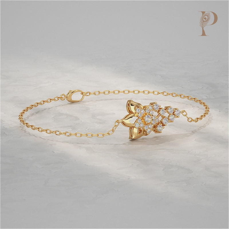 Round Lab Diamond Floral Style Chain Bracelet