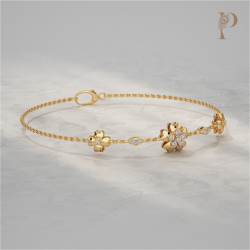Floral Chain Bracelet with Diamond Petals