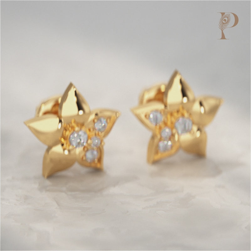 Flower Shape Round Cut Lab Diamond Stud