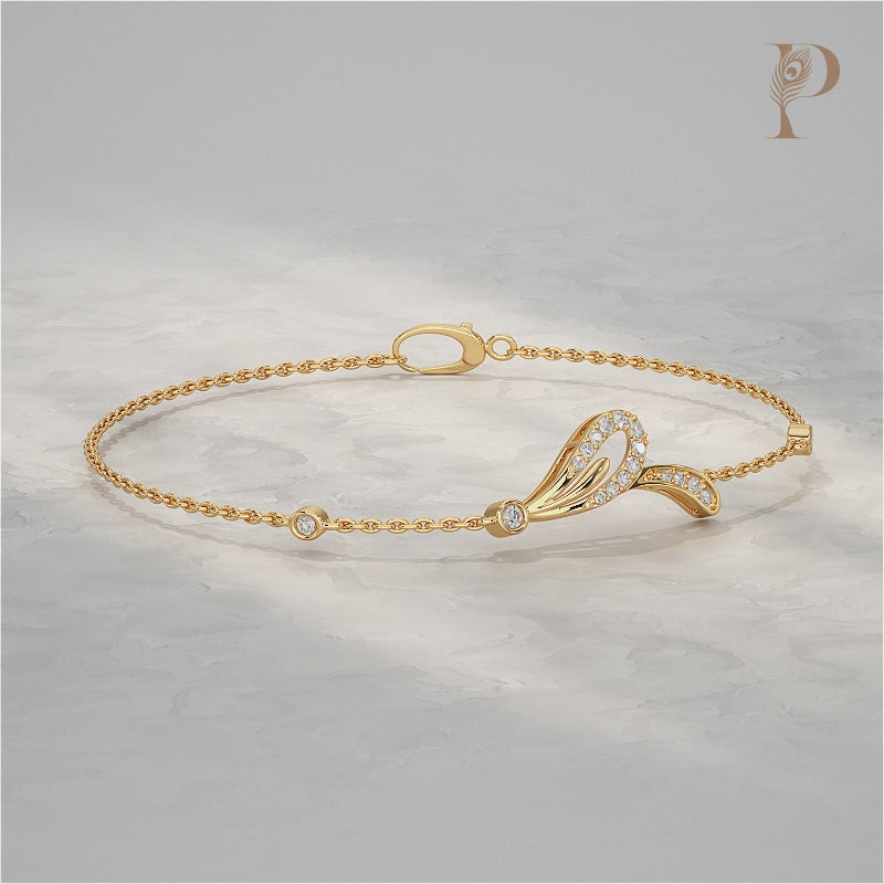 Leaf Style Diamond Chain Bracelet