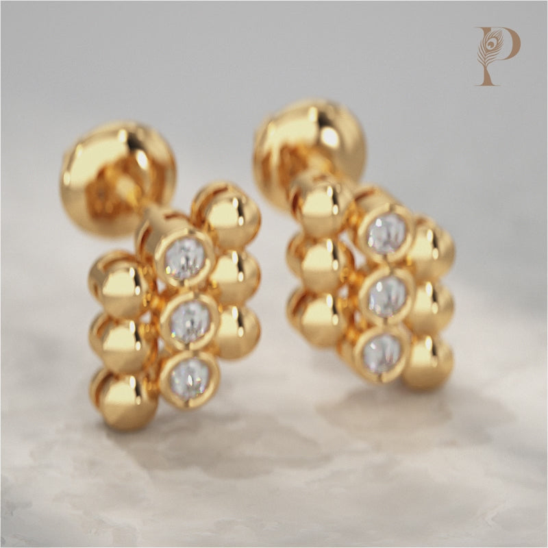 Bubble Cluster Diamond Pattern Stud Earrings
