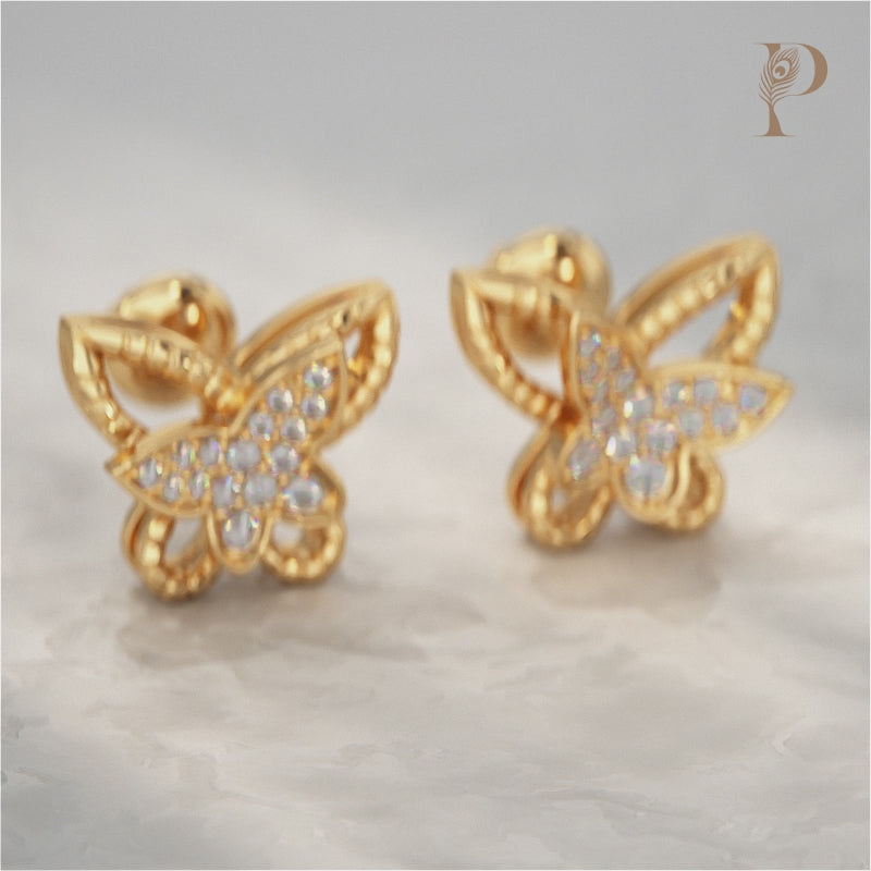 Dual Butterfly Lab Diamond Stud Earrings