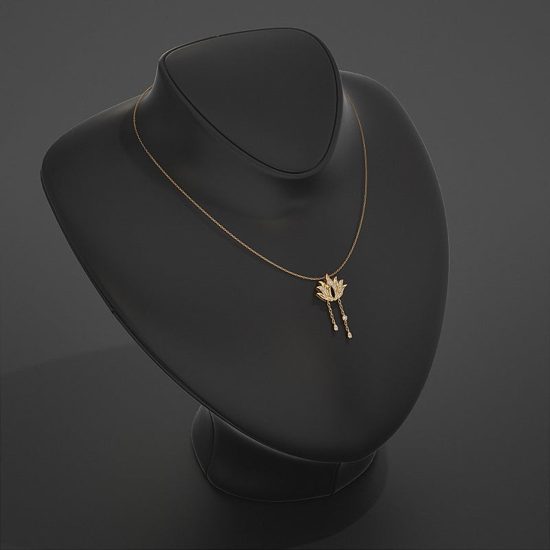 Lotus Pendant With Diamond Accent