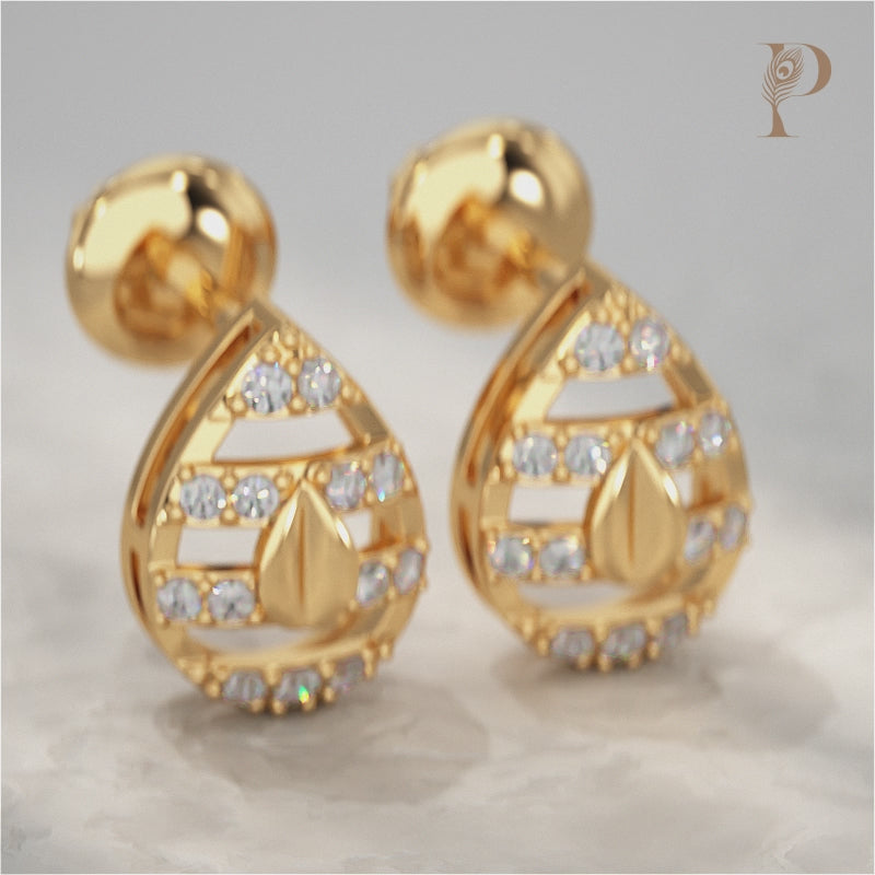 Teardrop Diamond Cluster Open Frame Stud Earrings