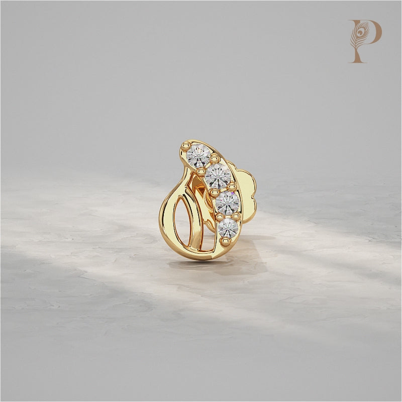 Paisley Round Diamond Nose Pin