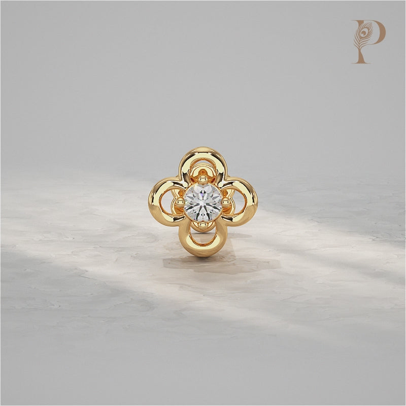 Clover Solitaire Diamond Nose Pin