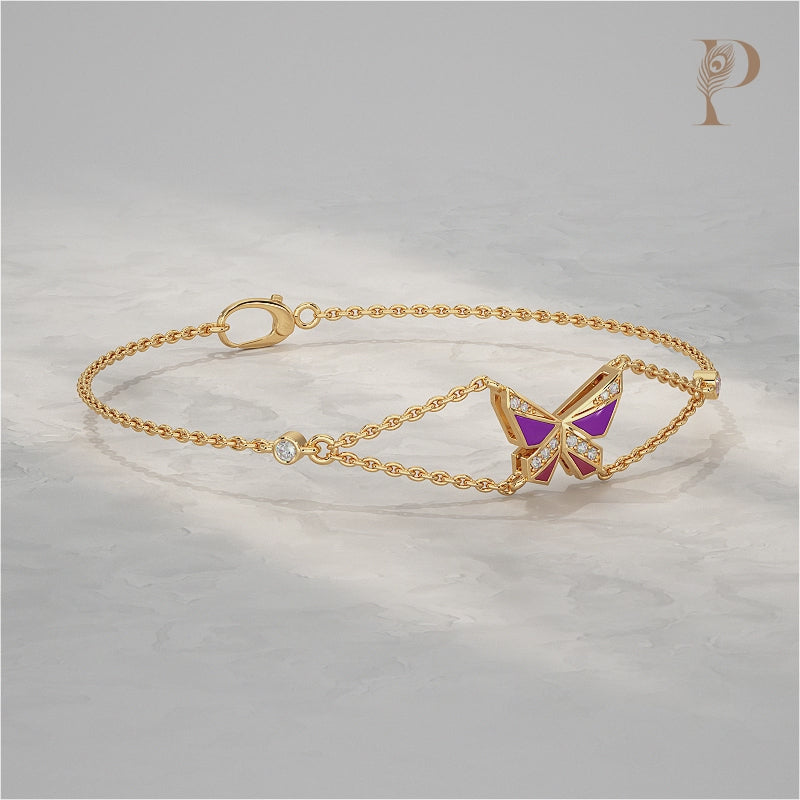 Enamel Butterfly Lab Diamond Bracelet