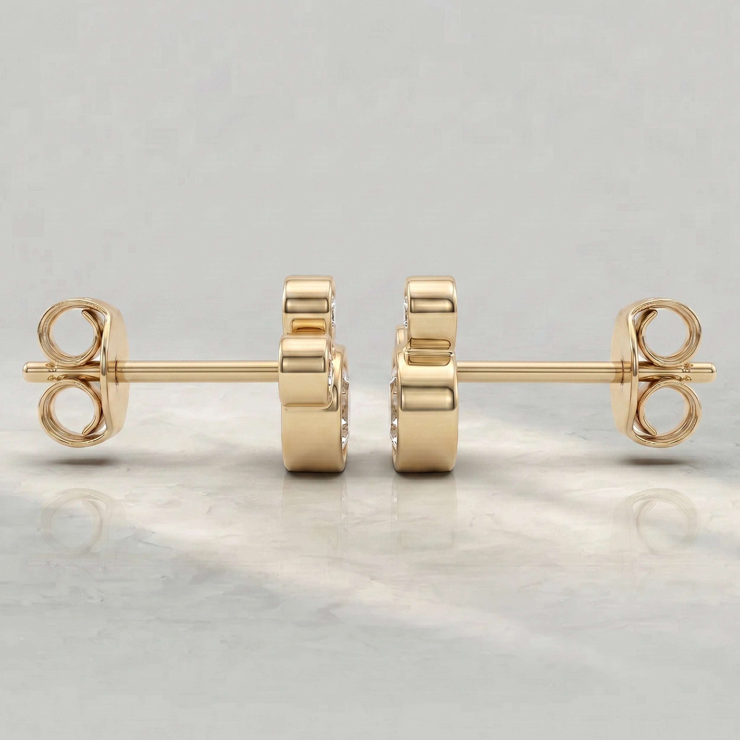 Round Cut Lab Diamond Bezel Set Trio Stud Earrings Earrings