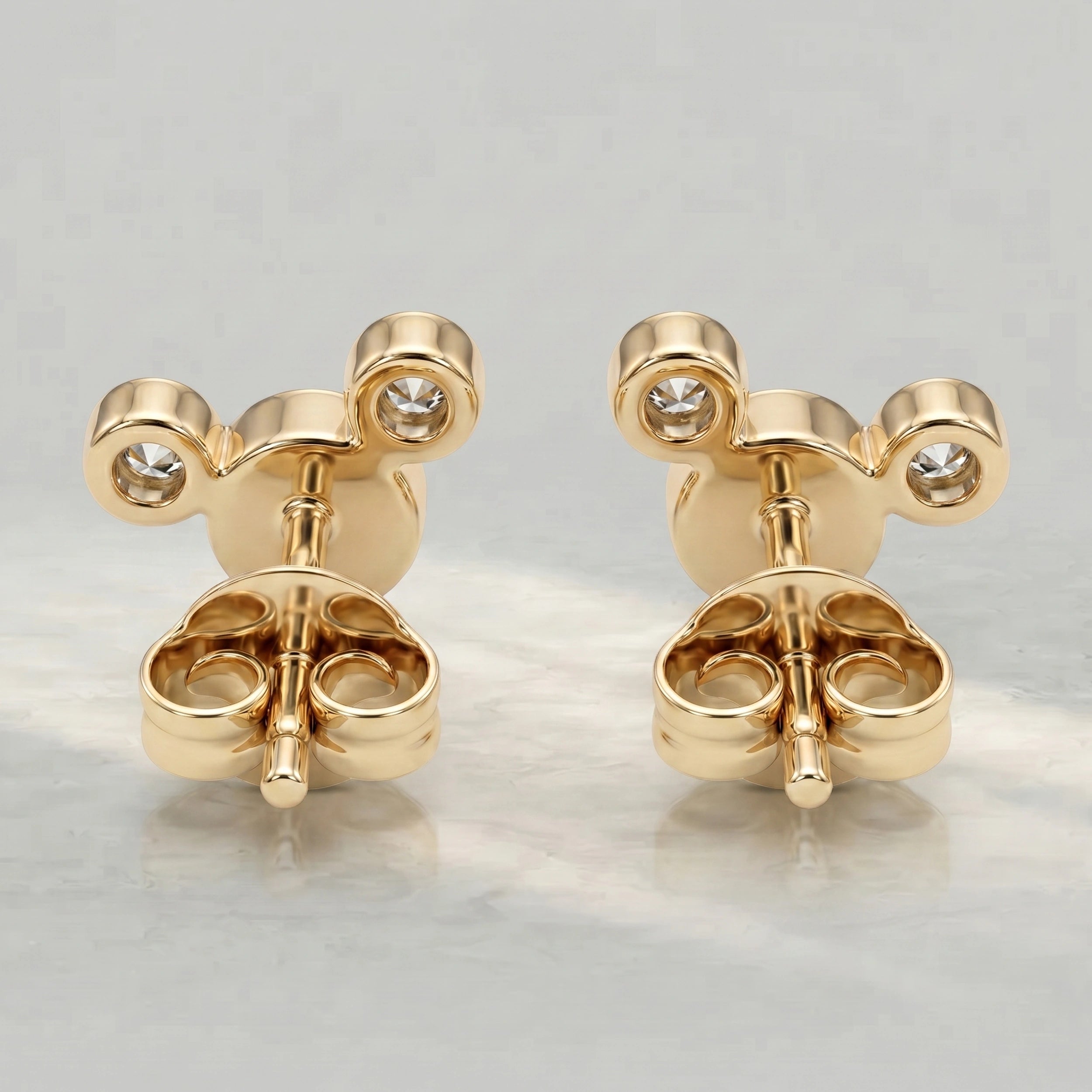 Round Cut Lab Diamond Bezel Set Trio Stud Earrings Earrings